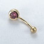 Piercing in 585er Roségold mit rosa Quarz