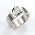 Mokume Gane Ring mit Brillant