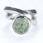 Ring Silber, rhodiniert mit Prasiolith im Sonderschliff